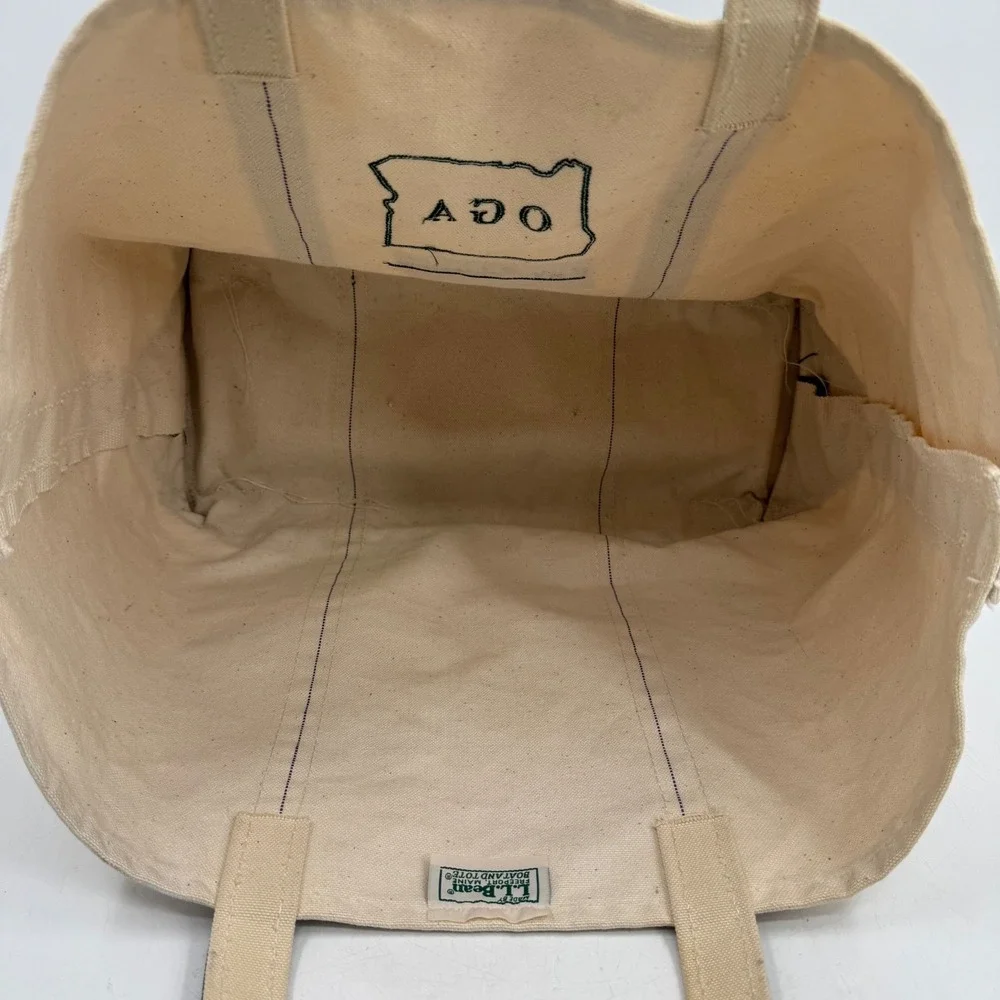 Vintage LL‎ Bean Boat and Tote Bag Canvas Green Oregon OGA Graphic - Picture 11 of 13